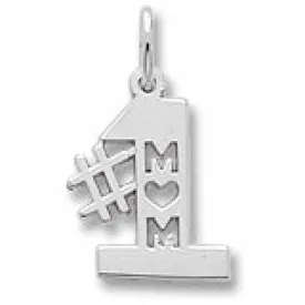 #1 Mom Charm In 14K White Gold