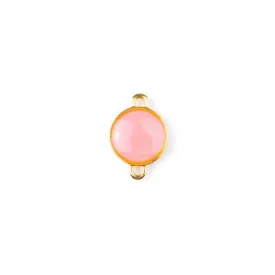 12mm Coral Enamel Gold Plated Round Connector Charm