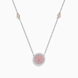 14K Two Tone Gold Pink and White Diamond Necklace