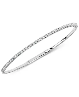 14k White Gold 0.99Ct Diamond Flexible Bangle Bracelet