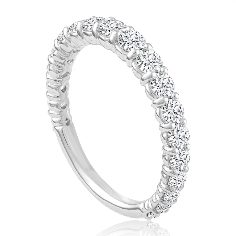 14k White Gold Shared Prong Diamond Wedding Band