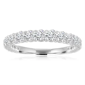 14k White Gold Shared Prong Diamond Wedding Band