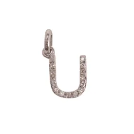 14K White Letter U Diamond Charm 5pts 8mm