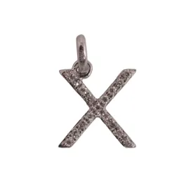 14K White Letter X Diamond Charm 6pts 8mm