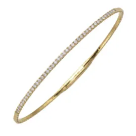 14K Yellow Gold Flexible 0.62Ct Diamond Bangle Bracelet