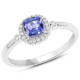 14KW Gold Tanzanite and Diamond Ladies Ring