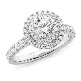 18Ct White Gold Diamond Claw Set Halo Engagement Ring