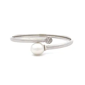 18K White Gold Australian South Sea Cultured Pearl Bangle