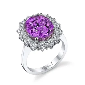 18K White Gold Fashion Diamond And Tourmaline Ring