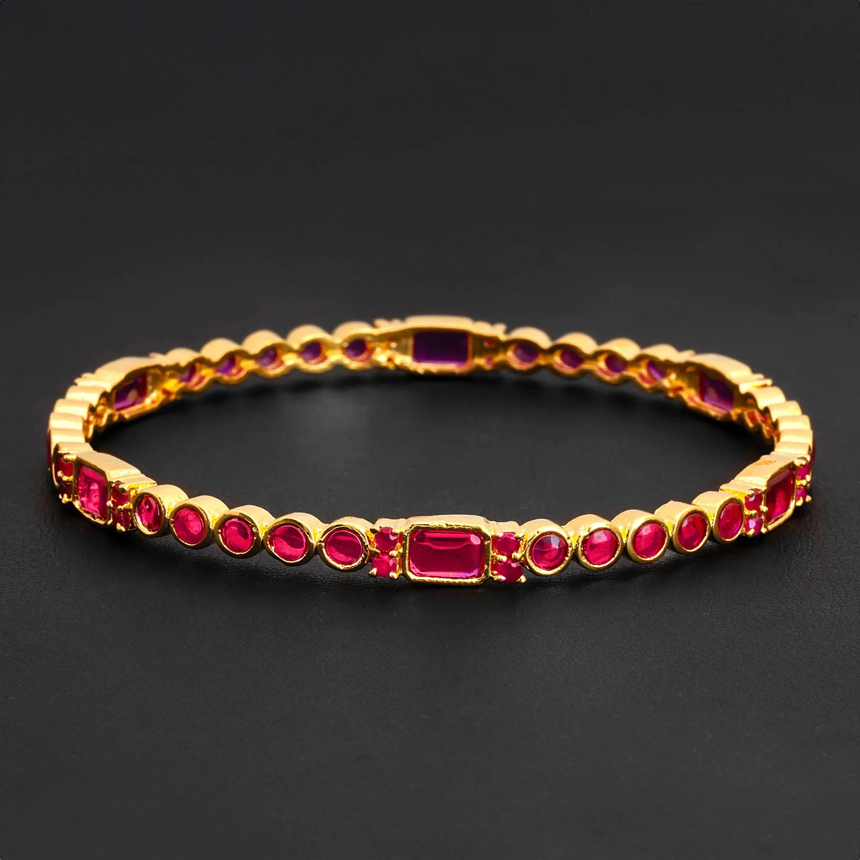 24ct Heavy Gold Plated Stone Bangle PSB14R-022