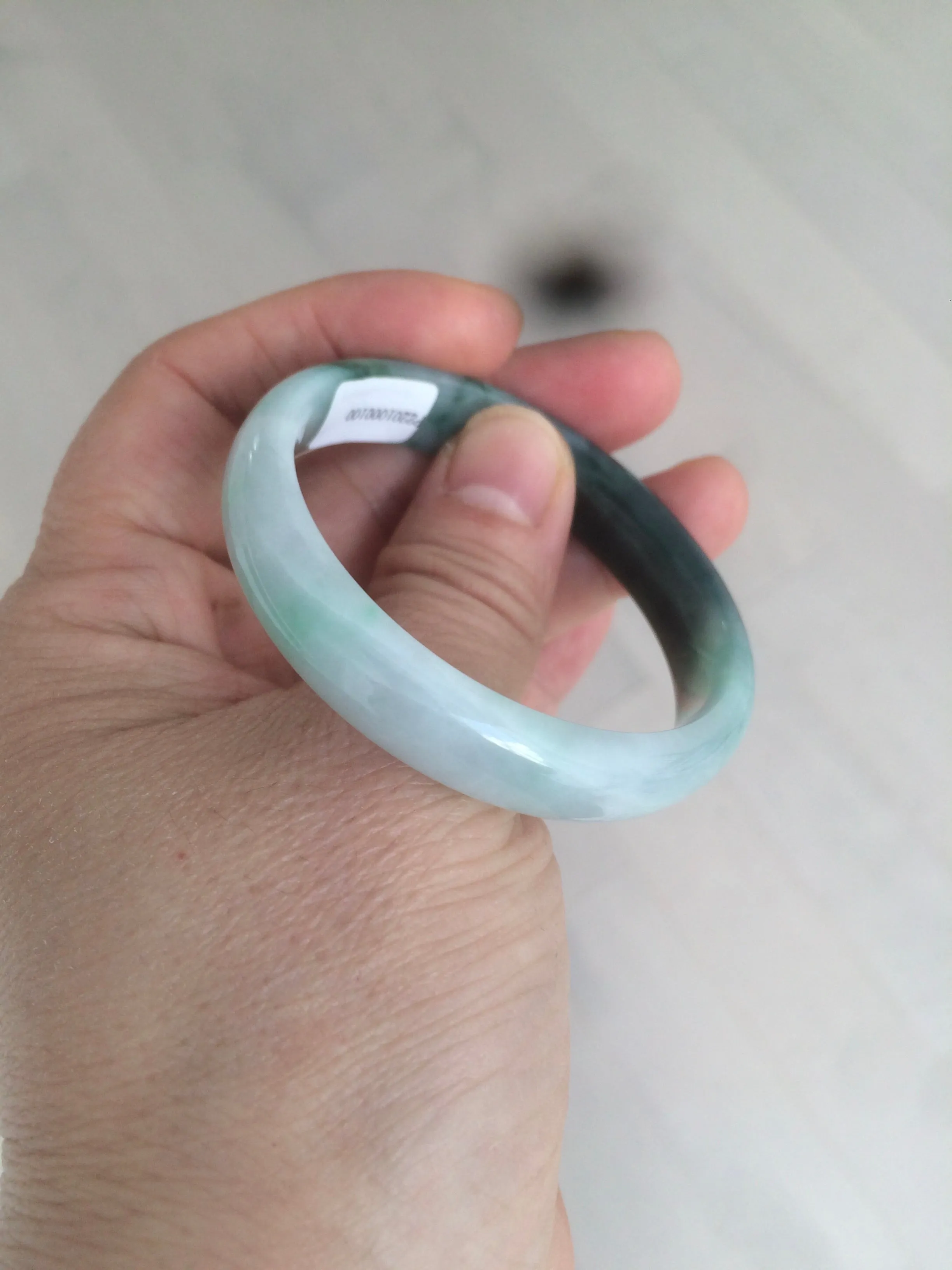 46.7mm Certified Type A 100% Natural sunny green/dark green/purple Jadeite Jade bangle AX6-0100