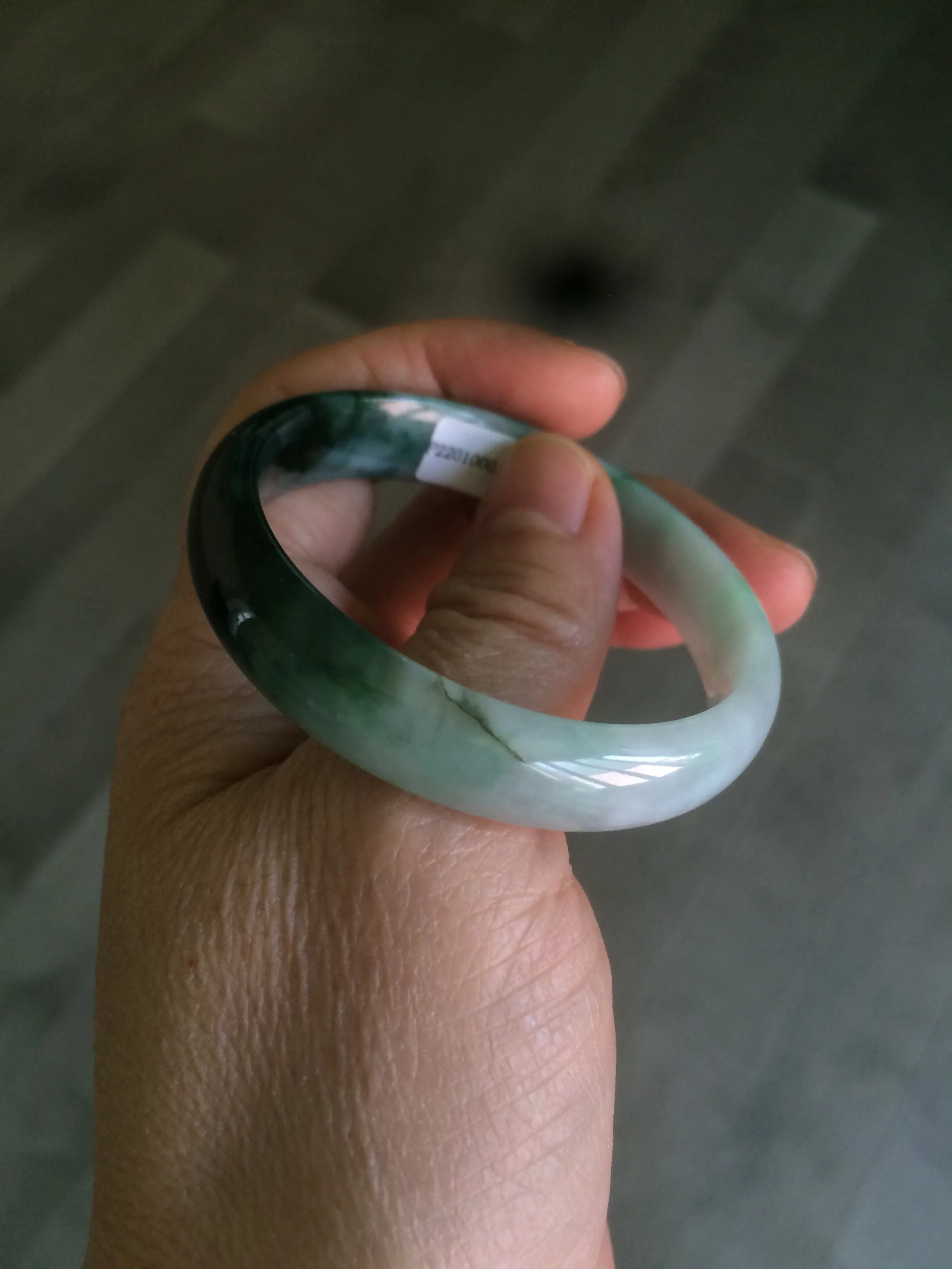 46.7mm Certified Type A 100% Natural sunny green/dark green/purple Jadeite Jade bangle AX6-0100