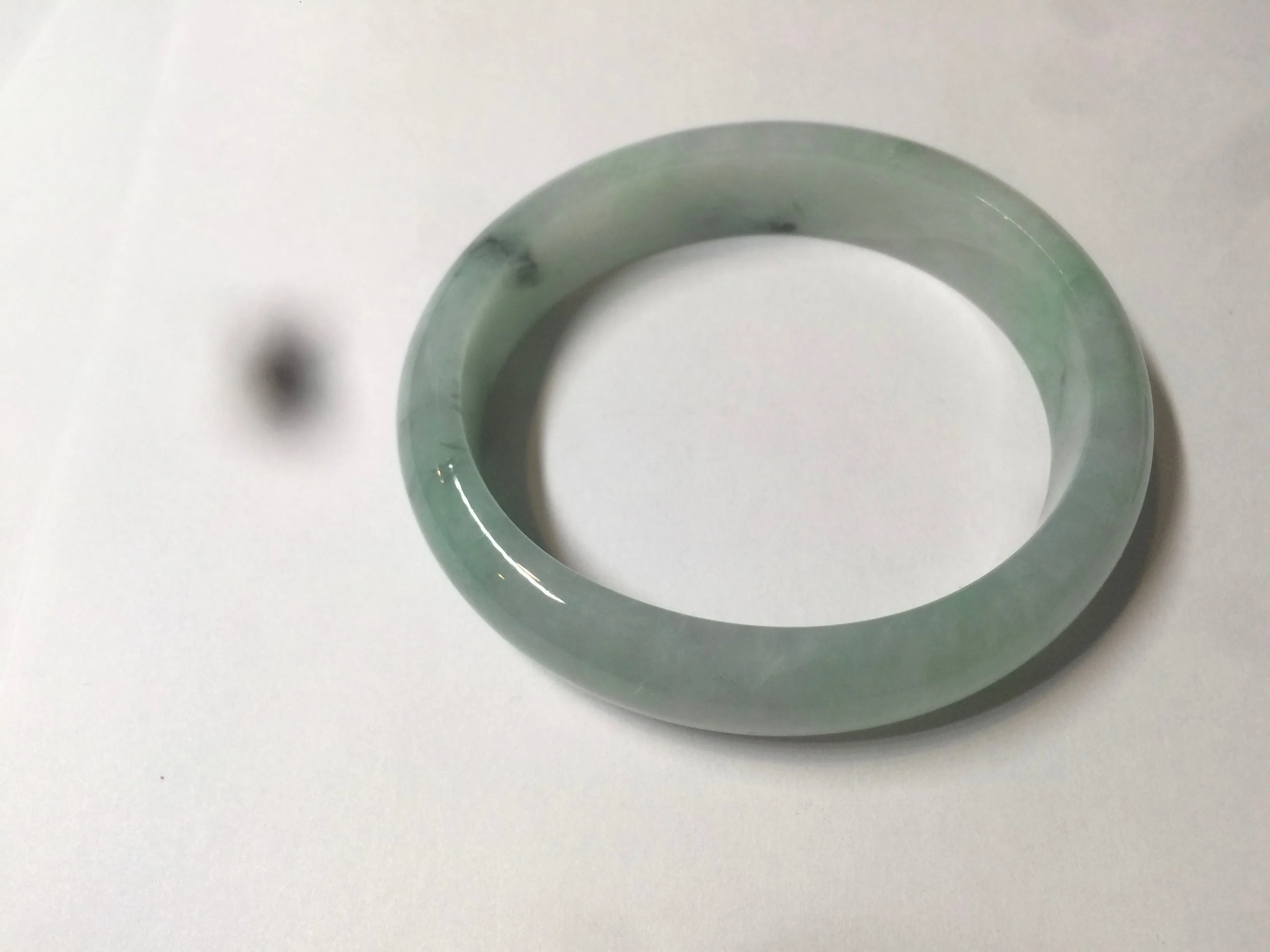 48.5mm Certified Type A 100% Natural icy light green/white oval Jadeite Jade bangle K101-1696