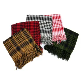 Akmax  100% Cotton Plaid Tassel Casual Work Scarf Set