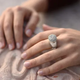 Authentic Glass intaglio Grand Tour Era Silver ring depicting Dionysian scene with Silenus and Erote