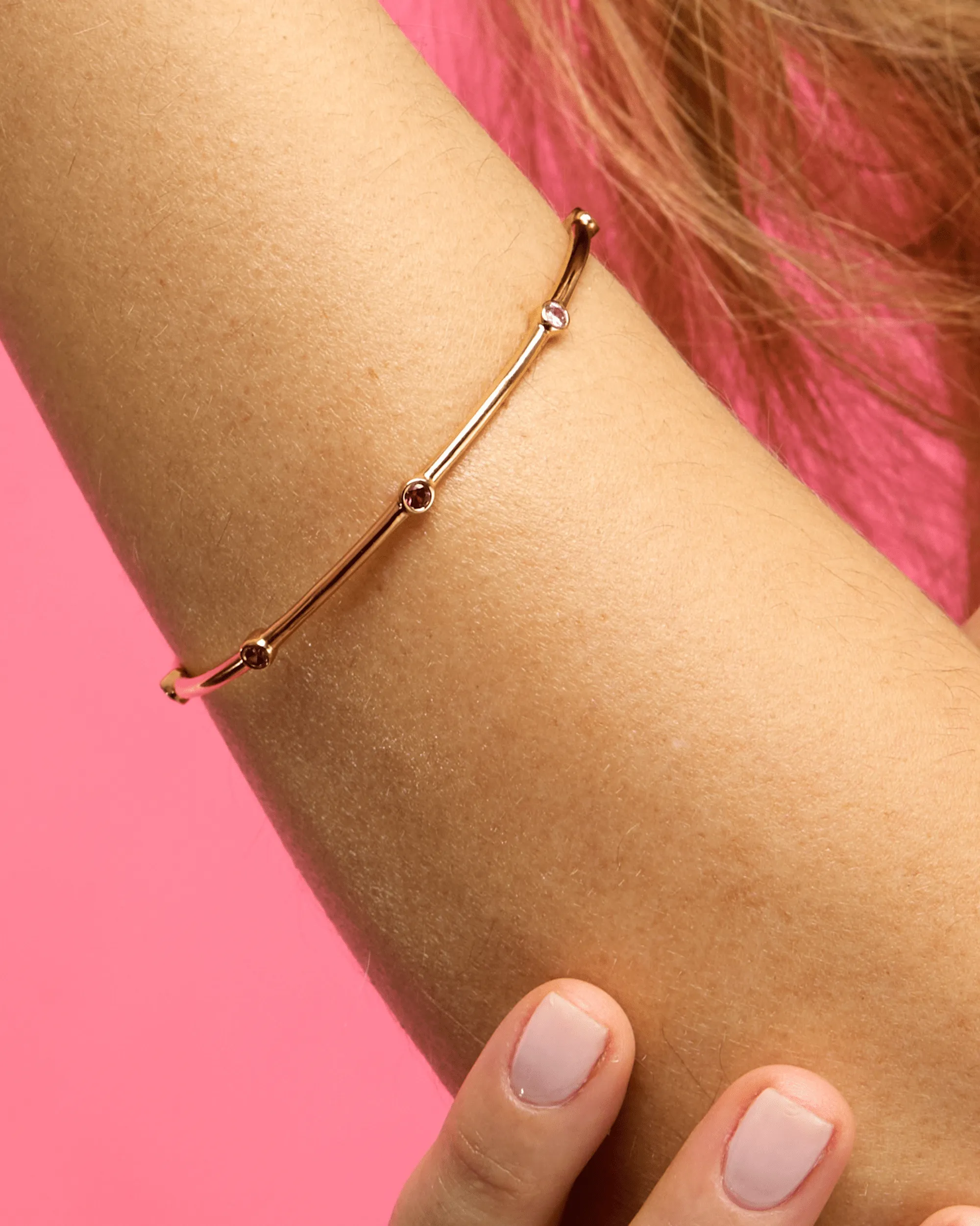 Birthstone Bangle - 18K Rose Vermeil