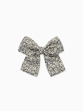 Black Floral Girl Large Bow Clip