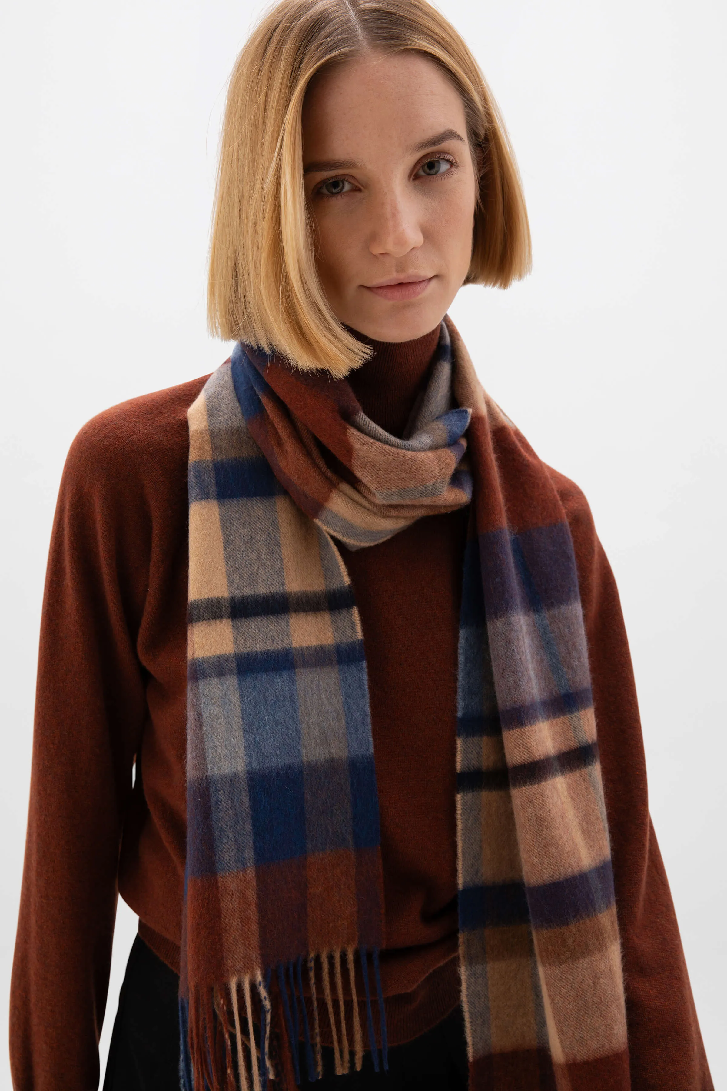 Block Check Cashmere Scarf