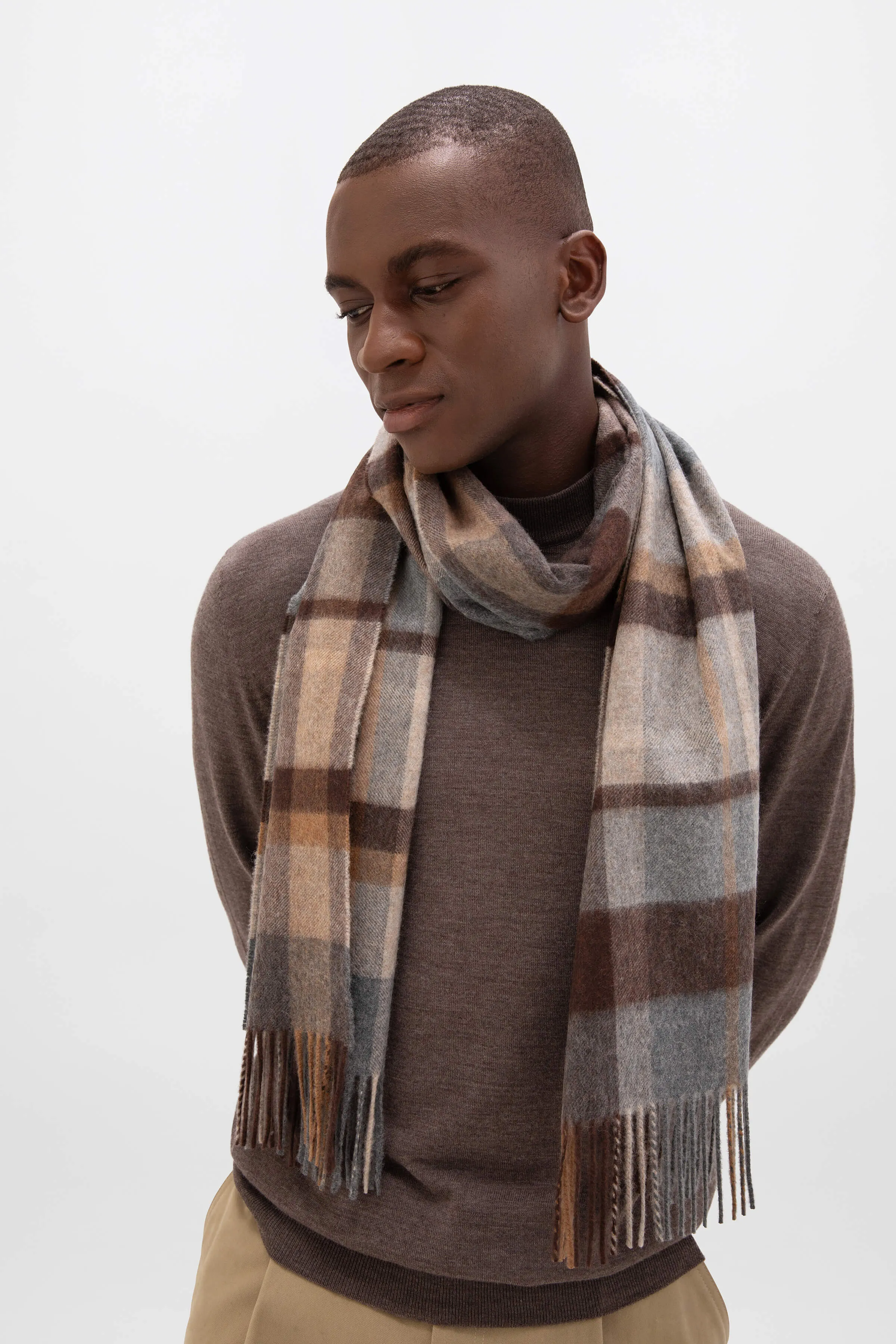 Block Check Cashmere Scarf