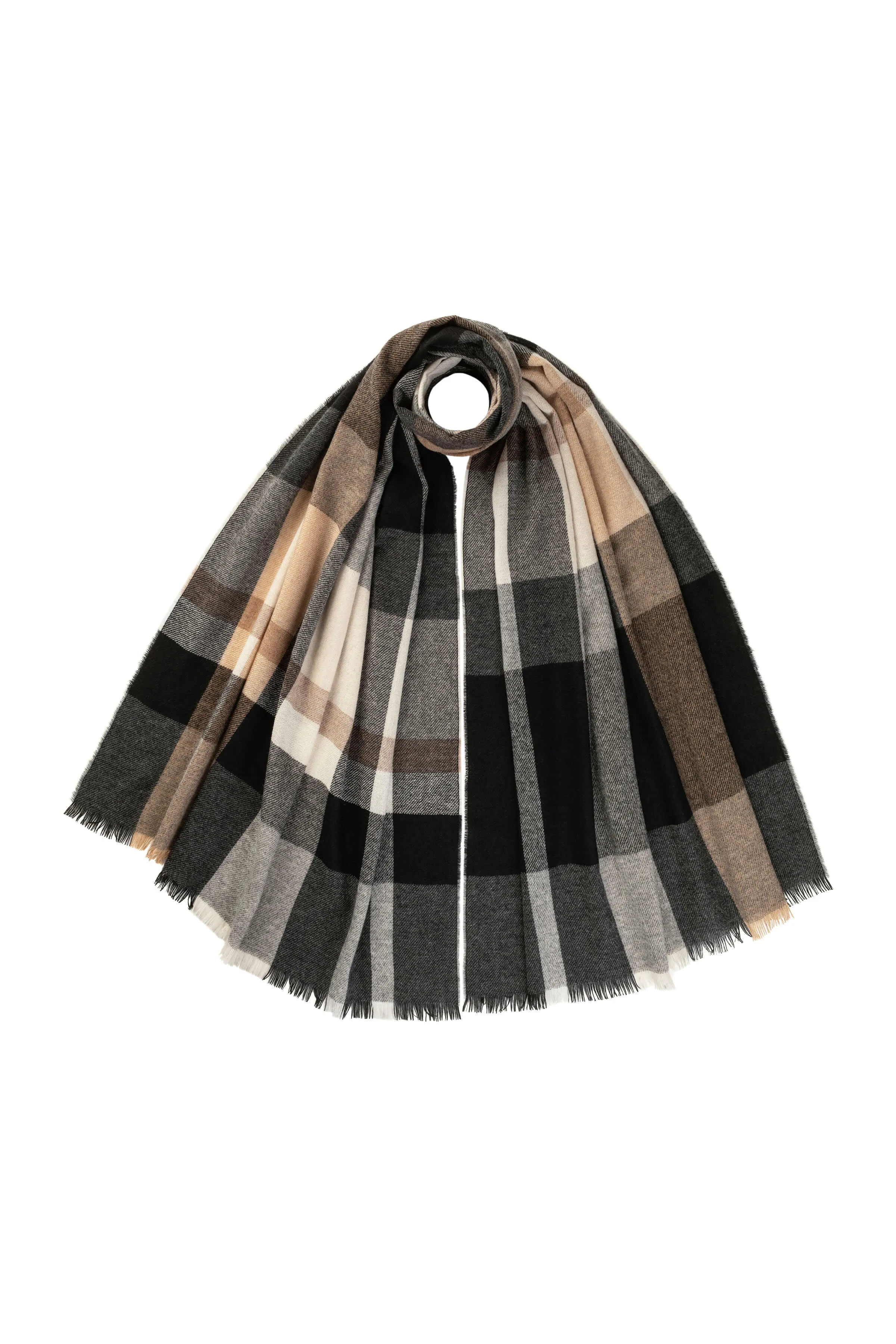 Block Check Lightweight Cashmere Stole