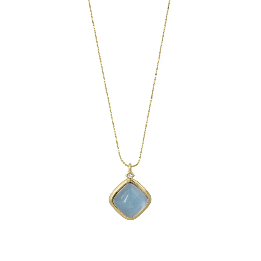 Blue Square Glass Jewel Necklace