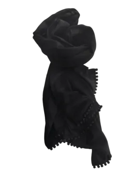 Cashmere Scarf with Ball Fringe