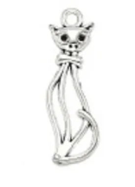 Cat Silver Charm