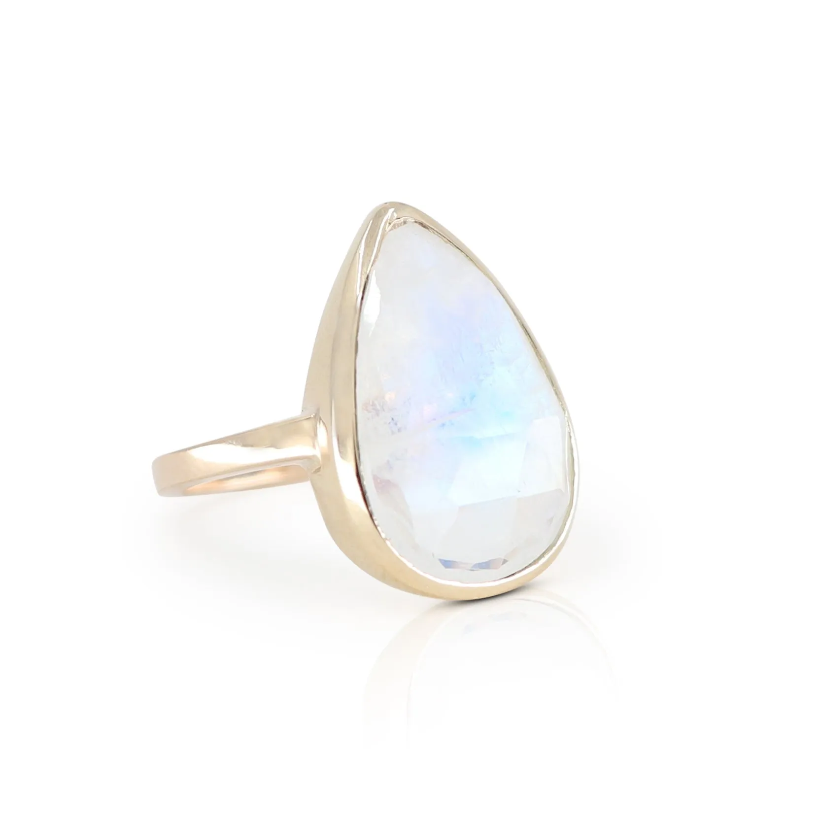 Faceted Pear Moonstone Ring