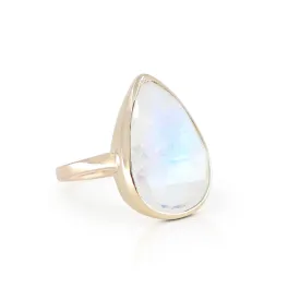 Faceted Pear Moonstone Ring