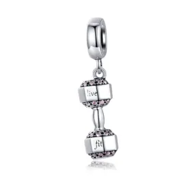 Fit & Fab Inspirational Dumbbell Charm 925 Sterling Silver