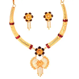 Flower Drop Hansuli Necklace