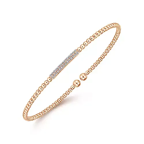 Gabriel 14k 0.13 Carat Diamond Bangle Bracelet, Available in White, Rose and Yellow Gold