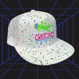 Glow-In-The-Dark Splatter White Snapback Hat (LIMITED)