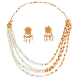 Half Beaded Ball Lahara Necklace Set