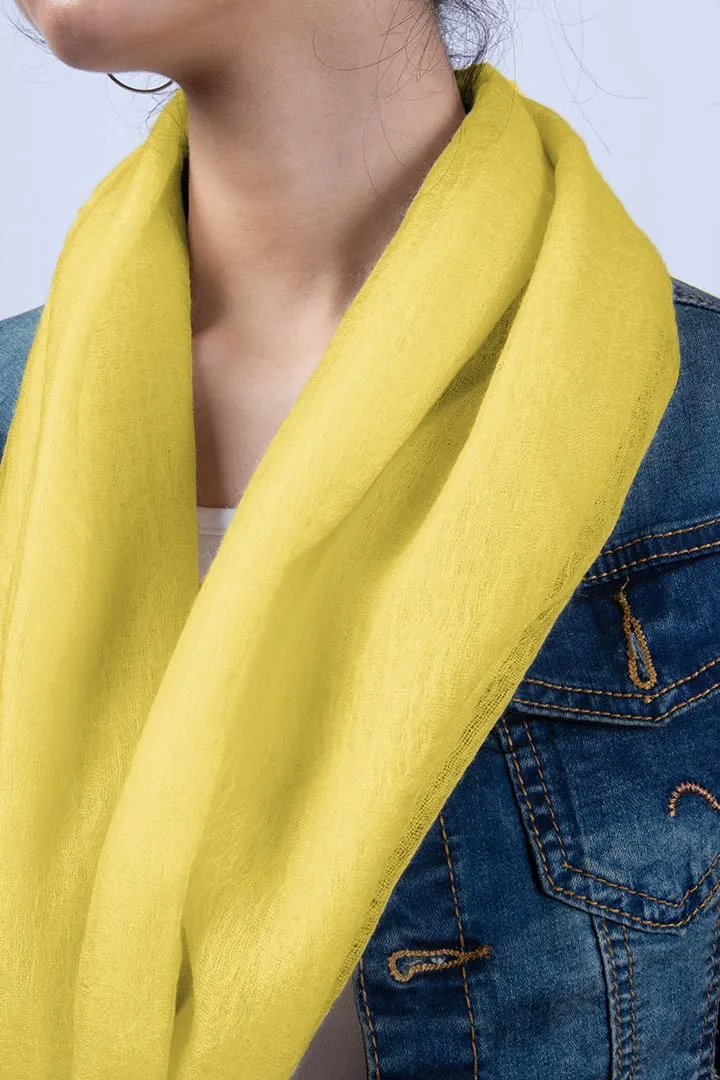 Handwoven Sunlight Yellow Cashmere Scarf Shawl Wrap