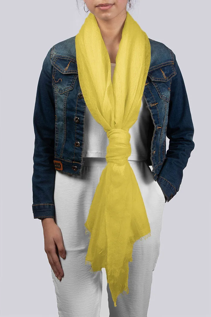 Handwoven Sunlight Yellow Cashmere Scarf Shawl Wrap