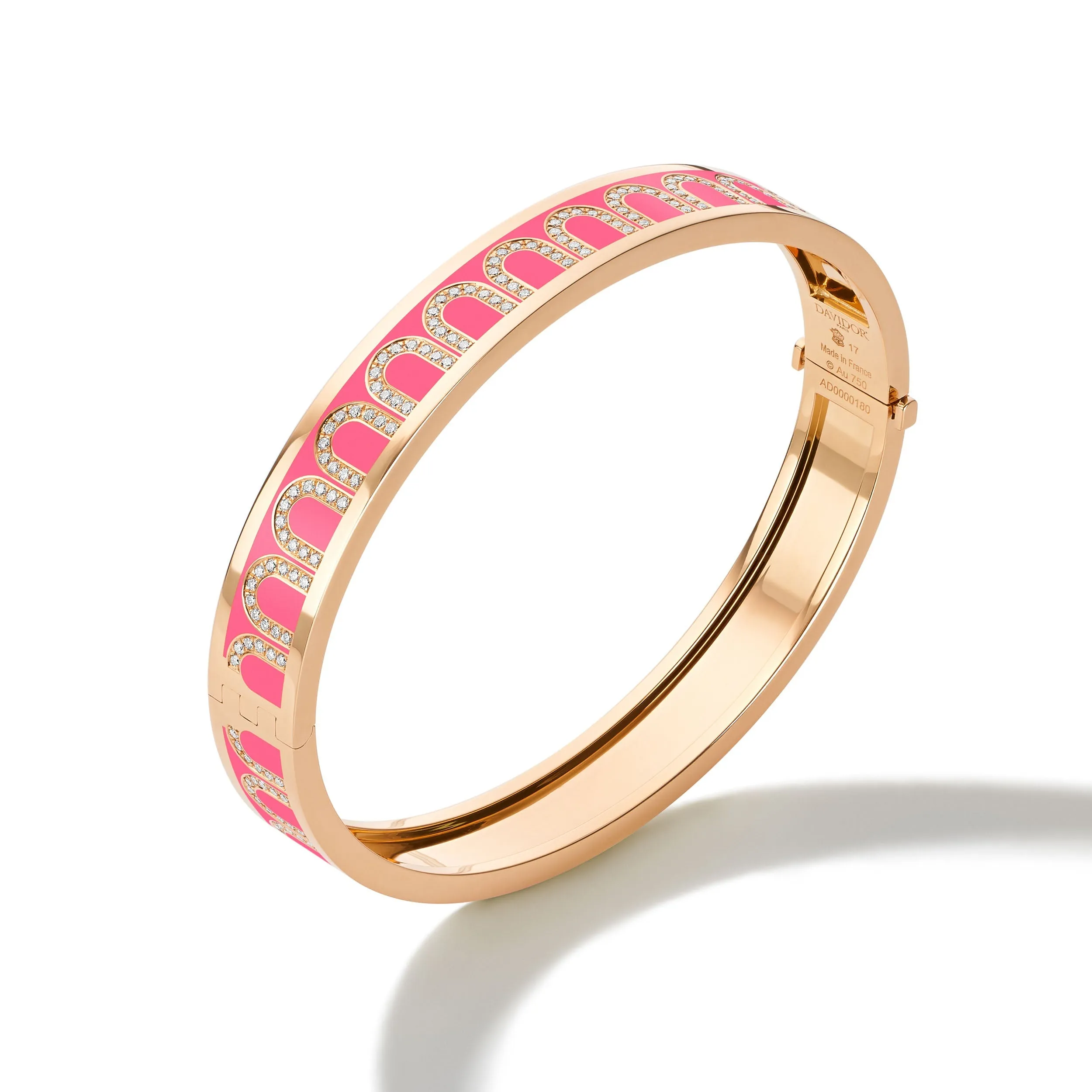 L'Arc de DAVIDOR Bangle MM, 18k Rose Gold with Lacquered Ceramic and Arcade Diamonds