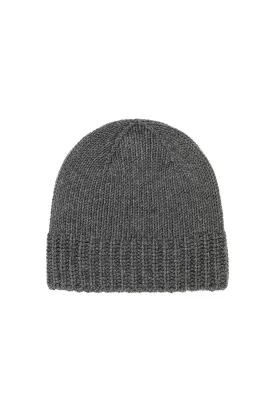 Mid Grey Cashmere Jersey Cuff Beanie