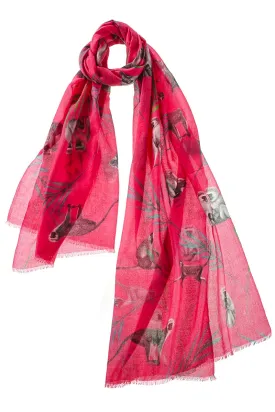 Monkey Business Scarf - Fuchsia/Fern