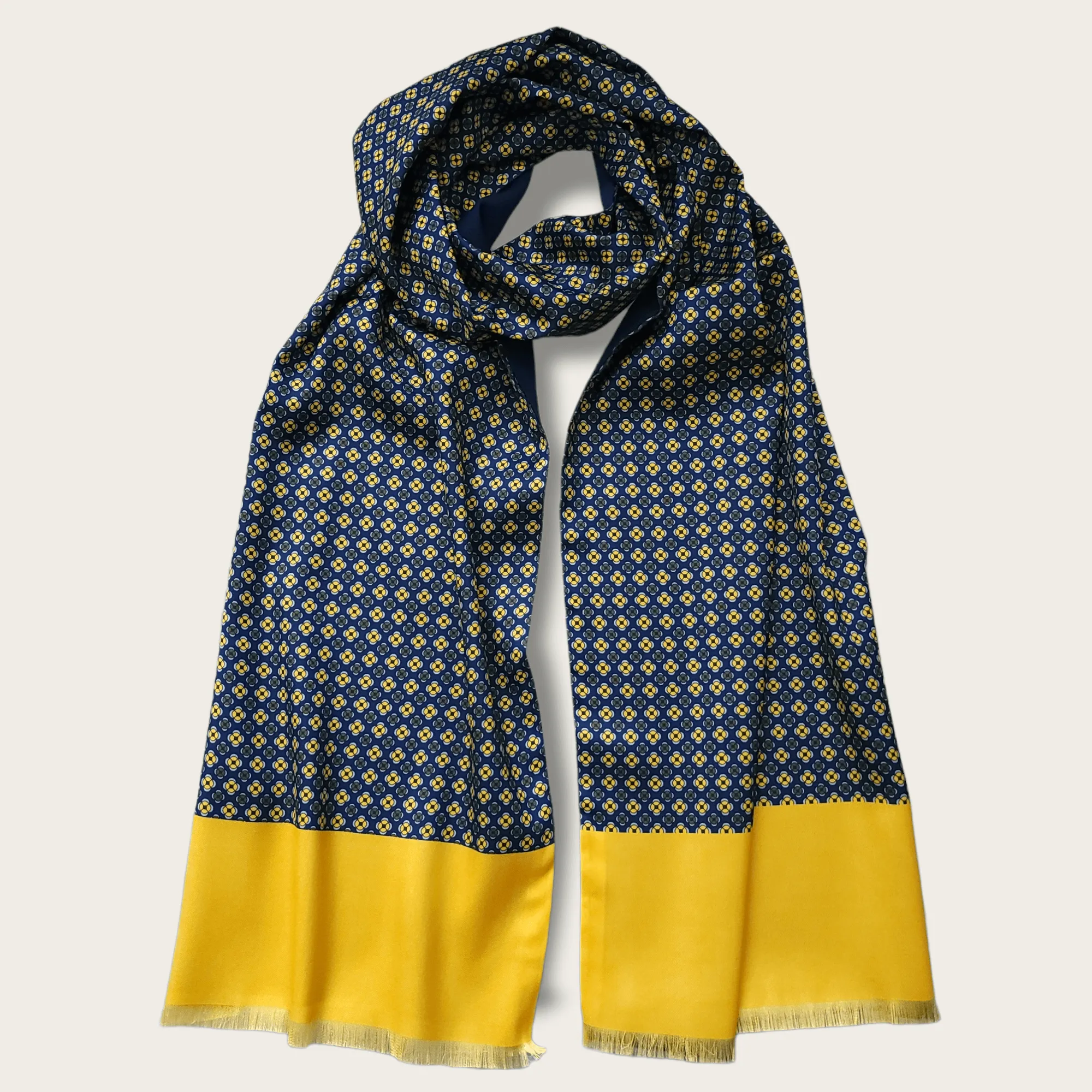 Navy Blue Yellow Dot Luxury Scarf