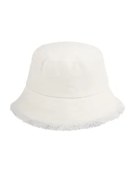 NYLORA FRINGE BUCKET HAT WHITE