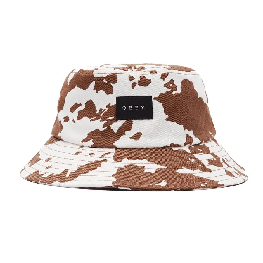 Obey Women Sal Bucket Hat Brown Cow Print