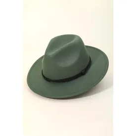 Olive Thin Double Strap Fedora Hat