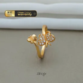 PE101840 - Gold Plated Butter fly charm Size Adjustable Ring