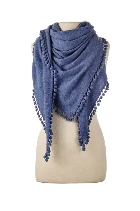 Pom-Pom Triangle Wrap - Denim