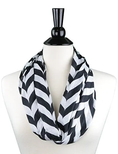 Pop Fashion Womens Chevron Arrow Patterned Infinity Scarf with Hidden Zipper Pocket