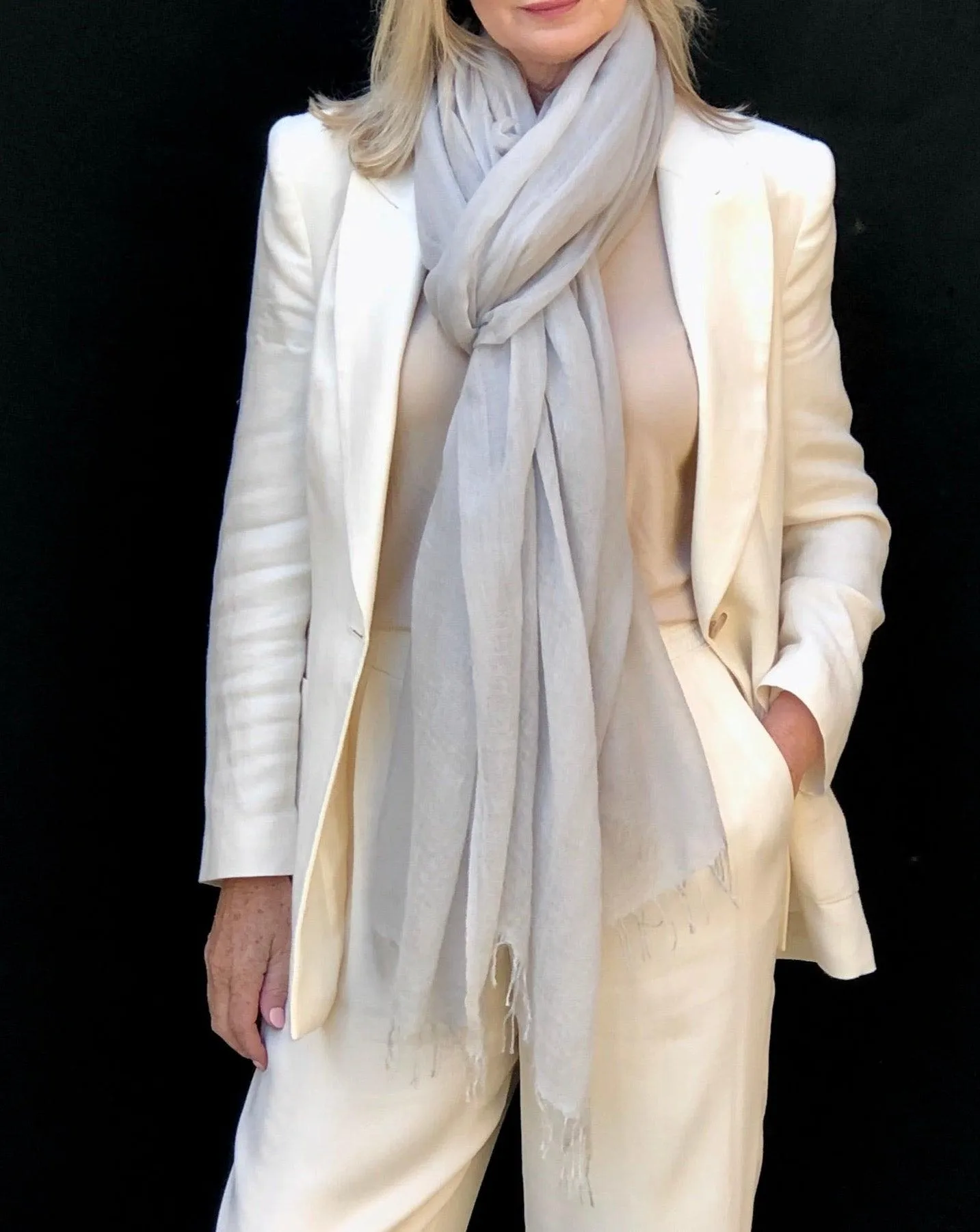 PURE CASHMERE LIGHT GREY WRAP