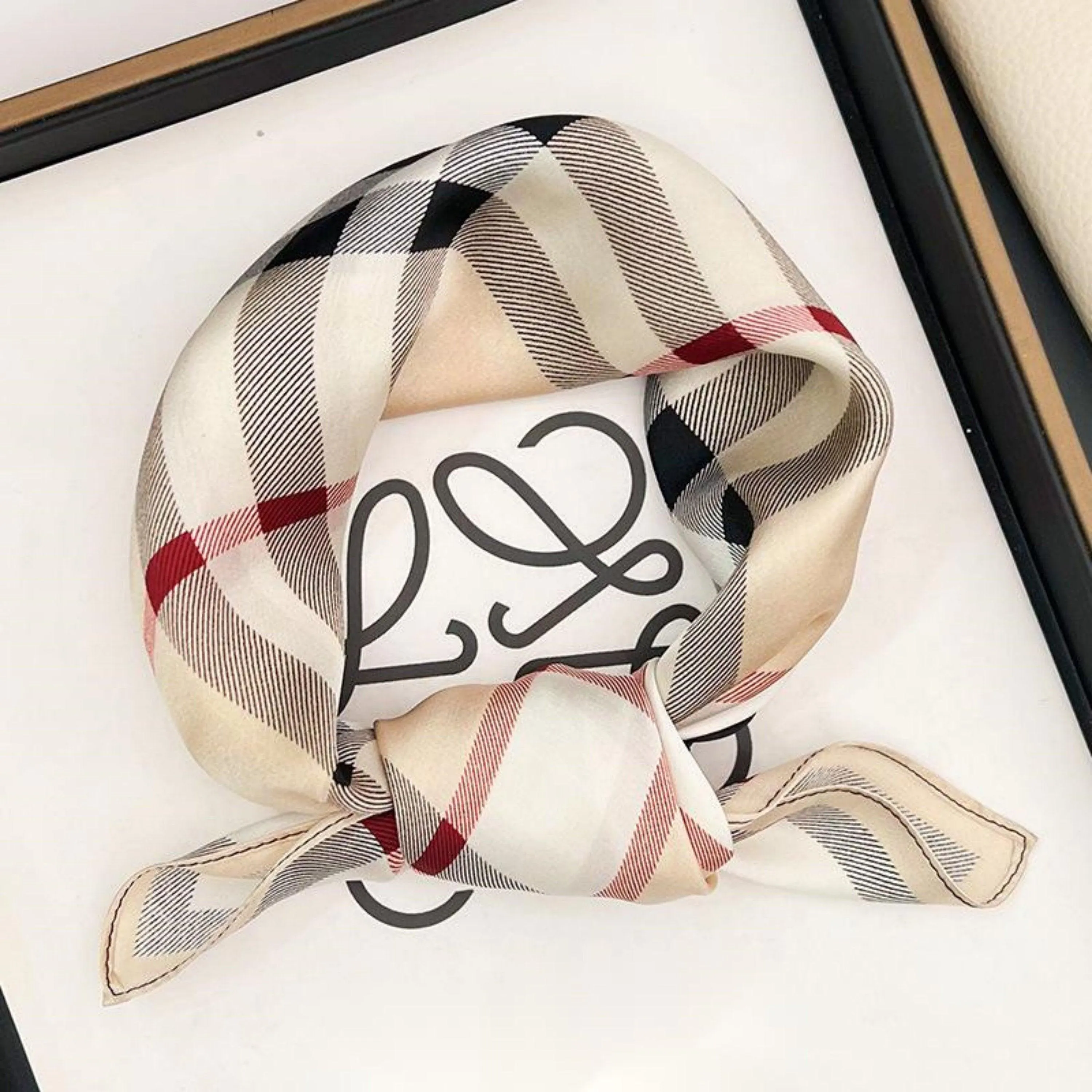 Simple Plaid 100% Mulberry Silk Scarf/Silk head scarf/Silk hair scarf/Silk neck scarf/Mother's Day Gifts/Bag Accessory/Gift for her