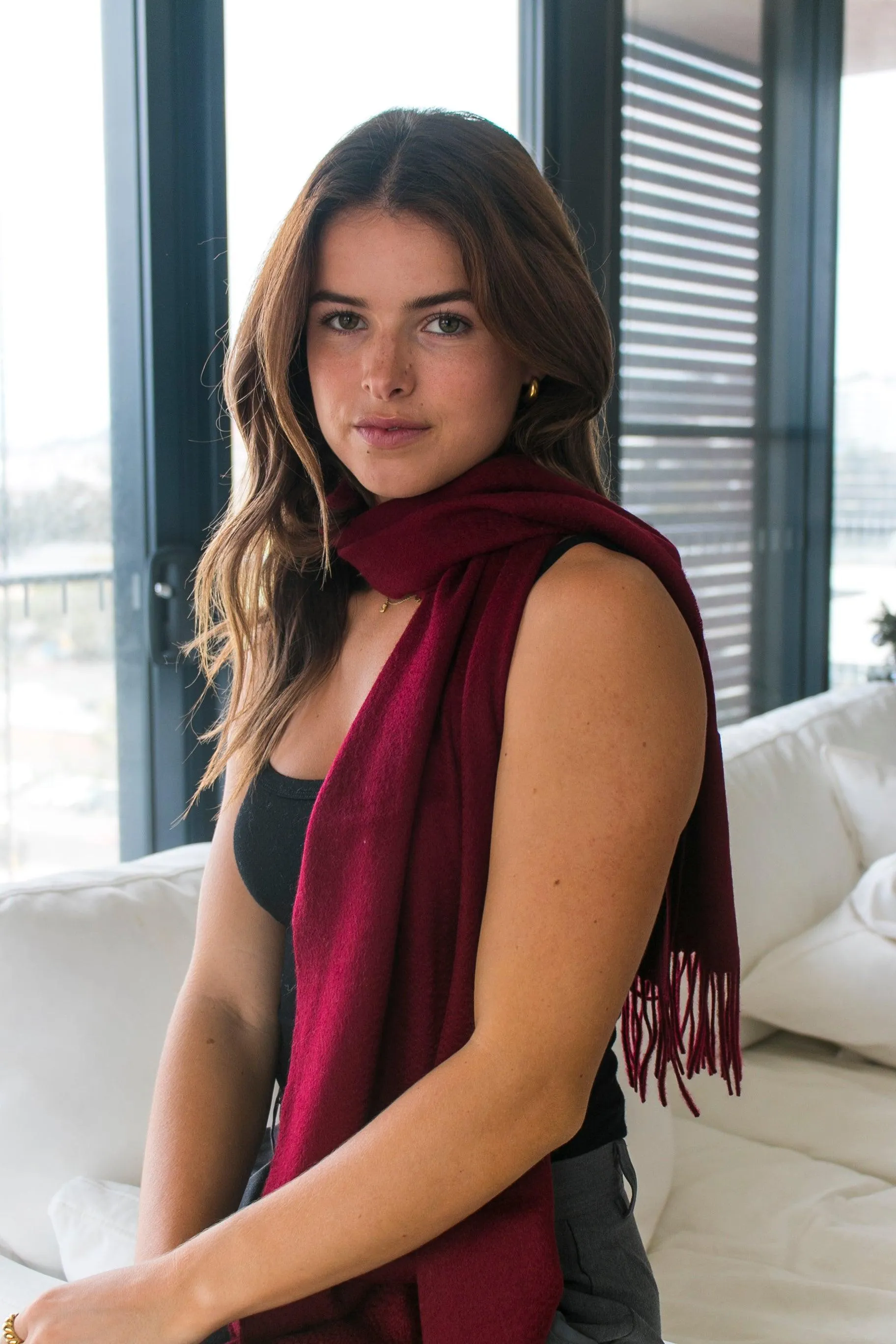 Sofia Cashmere Scarf - Wine