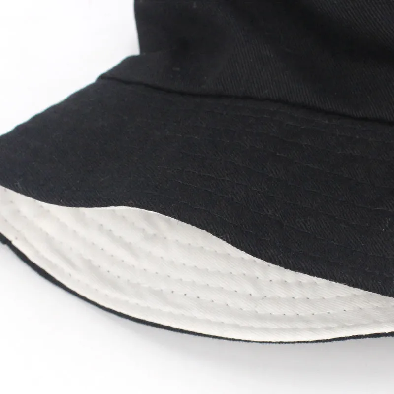 Solid Colors Black White Bucket Hats Women Men Outdoor